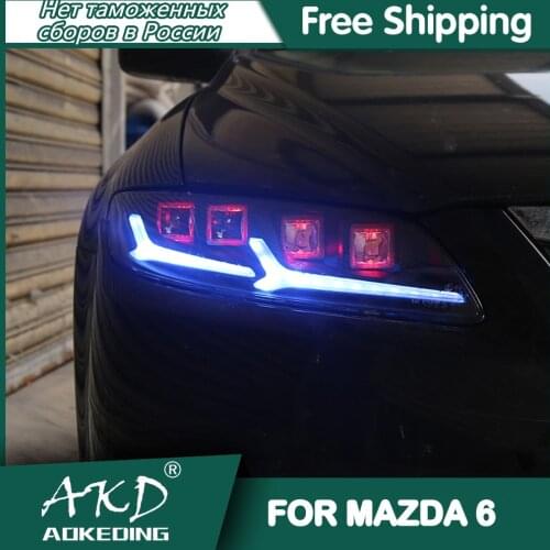 For Car mazda 6 Headlights 2004-2012 DRL Day Running Light LED Bi Xenon Bulb Fog Lights Car Accessory mazda6 Head Lamp
