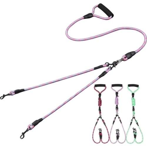 Durable Dog Leashes for 2 Dogs Tangle Free Dual Dog Leash with Comfortable Padded Handle Heavy Duty Double Dog Leash