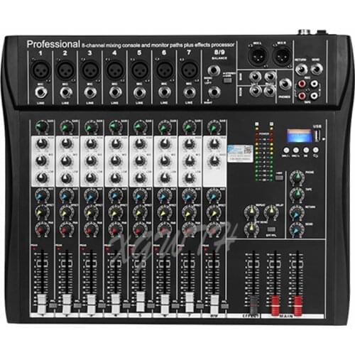 Professional 8-channel Mixer Stage Performance Conference Audio USB Bluetooth Reverb Tuner