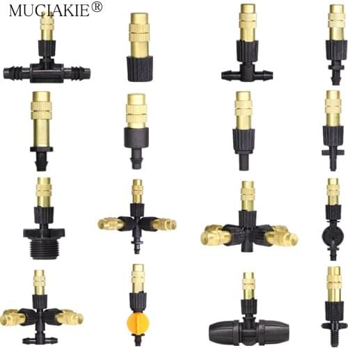 Adjustable Misting Brass Nozzle Gardens Greenhouse Plant Watering Micro Drip Irrigation Spray Cooling Parts Sprinkler Connector