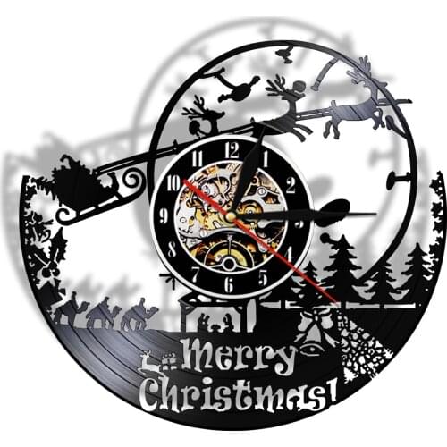 Merry Christmas Vinyl Record Wall Clock Watch Unique Home Wall Decor Christmas Wall Art Decorations Christmas Gifts Ideas