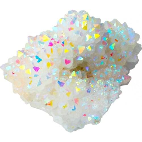 TUMBEELLUWA Angel Aura Quartz Natural Crystal Cluster Geode Healing Gemstone Home Decoration Specimen