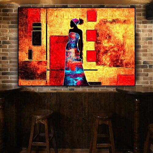 Vintage African Women Abstract Landscape Canvas Art Painting Posters and Prints Scandinavian Art Wall Picture for Living Room