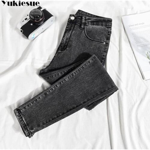 2020 Band Jeans Female Denim Pants Black Color Womens Jeans Donna Stretch Bottoms Skinny Pants For Women Trousers plus size