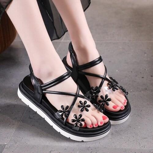 Womens Sandals 2020 New Trend Popular Slanted Heel Women New Platform Sponge Cake Fashion Fairy Style Roman Shoes