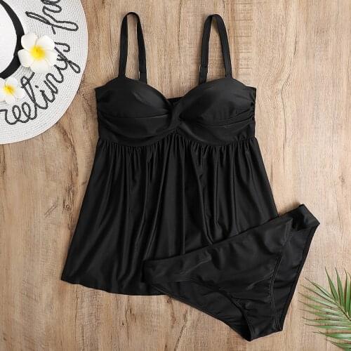 Womens Swimwear 2021 Plus Size Swimsuit Tummy Control High Waisted Swimming Suit Sexy Bikini Dress Two Piece Suit Beach Tankini