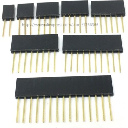 2.54mm Single Row Female Long pins 11mm Breakaway PCB Board Pin Header socket Connector 1*2/3/4/6/8/10/15Pin For Arduino