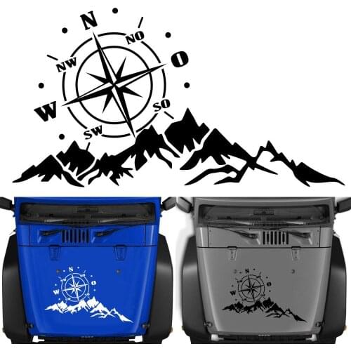 2pcs Vinyl Car Stickers and Decals Mountains Compass Navigation Graphic Sticker Vehicle hood Car Body Sticker