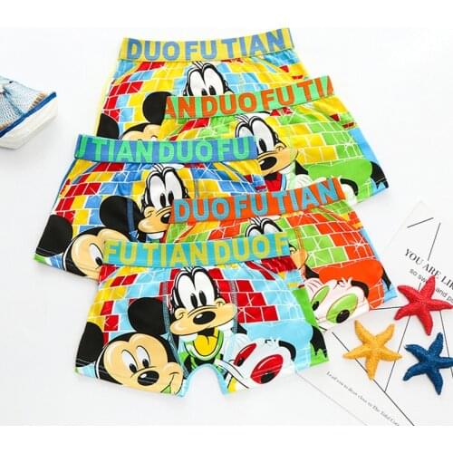 3pcs Kids Underwear Baby Boxer Mickey Mouse Cotton Boys Panties Cute Cartoon Printed Baby Girls Kids Boxers Briefs Soft Panties
