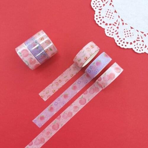 3Rolls Sweet Peach Fragrance Masking Tape Sticker Set DIY Scrapbooking Hand Account Journal Decor Craft Gift