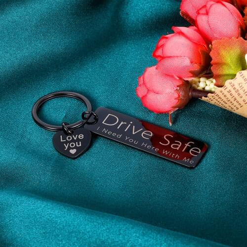 Love You Key Chain Keyrings Gift Drive Safe I Need You Here with Me Keychains Couples Boyfriend Gift for Husband Birthday