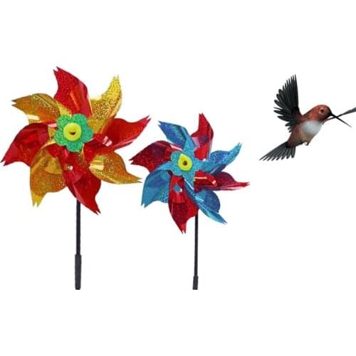 2PCS Colorful laser windmill agricultural bird repellent double-sided flashing windmill children toy scaring bird artifact