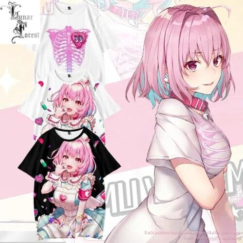 Yumemi Riamu 3D Printing T-shirt Summer Fashion Round Neck Short Sleeve Popular Japanese Game Streetwear Plus Size