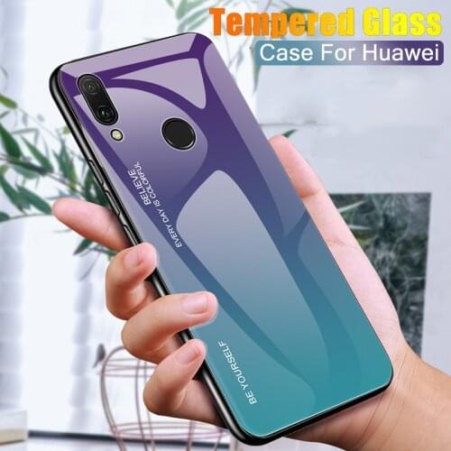 Gradient Tempered Glass Case For Huawei P Smart 2018 2019 2020 2021 P Smart Z Honor 8x 8s 9 Lite 9X X 10 Lite Cover Back Phone