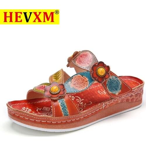 HEVXM 2020 Platform Sandals Women Summer Hollow Out Handmade Ladies Shoes Retro Style Soft Bottom Mother Shoes