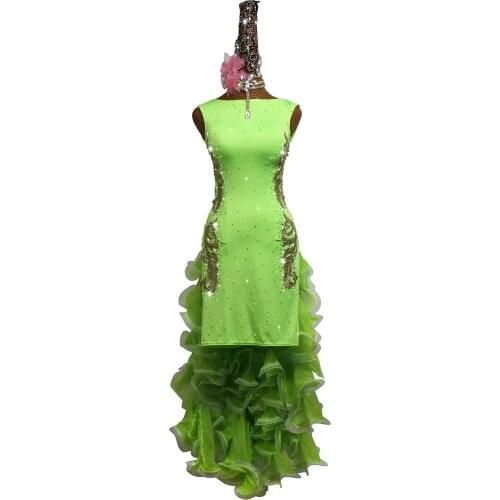 Latin Dance Dresses Women High Quality Customized Rumba Samba Dancing Skirt Lady Rhinestones Latin Competition Dance Dress