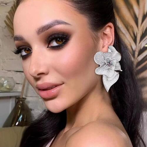 Missvikki 2020 Shiny Cubic Zirconia Brincos Jewelry Enamel Flower Stud Earrings For Women Appointment Wedding Party Jewelry
