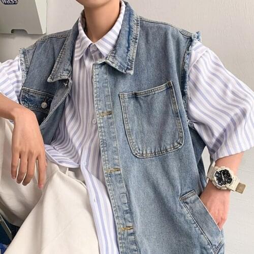 Mens Jacket Jean Jacket Men Vests Vintage Vest Blue Jean Vest Waistcoat