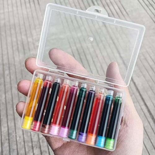 10 Colors Colored Writing Office School Supply Cute Stationery Ink Sac Ink Cartridge Set Disposable Ink Refills Fountain Pen