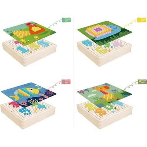 Mushroom 3D Peg Board Games, Jigsaw DIY Puzzle Toys for Childrens Early Education, Farm/ Ocean/ Garden/ Forest