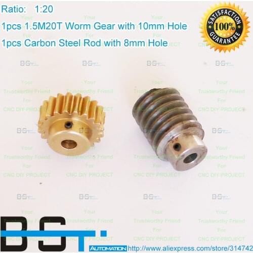 New Arrival 1.5M-20T reduction ratio:1:20 copper worm gear metal worm reducer transmission parts # gear hole:10mm rod hole:8mm