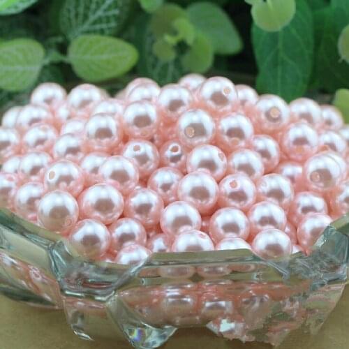 Wholesale Acrylic Pearl Imitation Round Beads For DIY Jewelry Making Light Pink 6mm 8mm 10mm 12mm PB-25