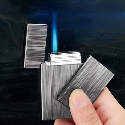 Good Sound Straight Into The Lighter Personality Opening Side Sliding Windproof Blue Flame Inflatable Lighter Gadgets for Men