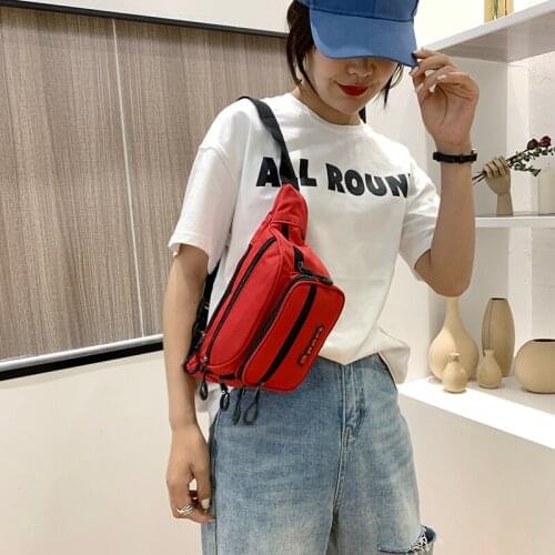 Adults Waist Bag Multipurpose Letter Patterns Chest Pack Sports Bag for Women Men, Red/Green/Black/Blue/Gray