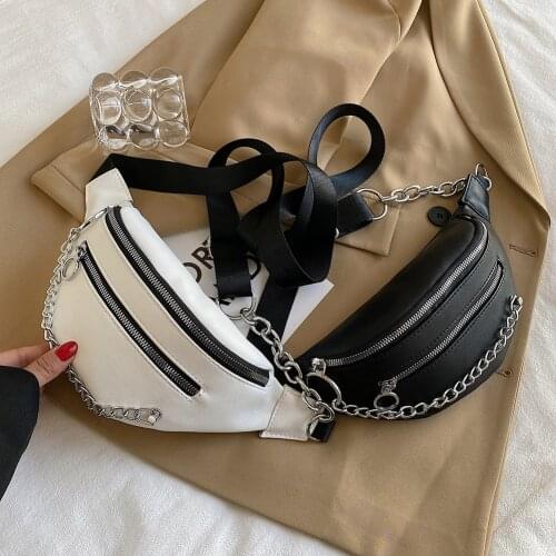Women Waist Bag Ladies New Chain Designer Canvas Fanny Pack Fashion Travel Money Phone Chest Banana Bag Female Bum Belt Bags