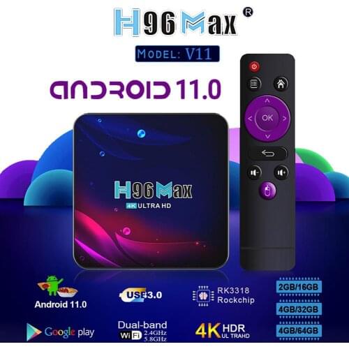 2021 H96 Max V 11 Smart TV Box Android 11 2G + 16G ROM 2.4G 5G Wifi BT4.0 4K Youtube Android TV BOX Set Top Box Media Player