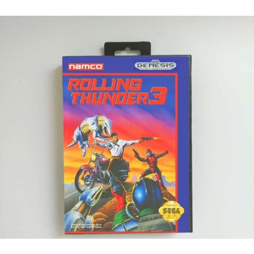 Rolling Thunder 3 - USA Cover With Retail Box 16 Bit MD Game Card for Sega Megadrive Genesis Video Game Console