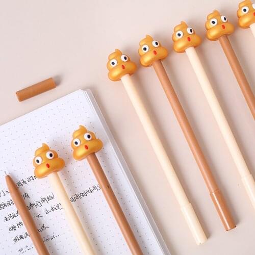 Ellen Brook 1 PCS Cute Gold Faeces 0.5mm Gel Pens Cartoon Kawaii Stationery Office School Supplies Kids Gifts