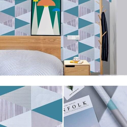 Geometric Striped PVC Self-Adhesive Wallpaper Bedroom Waterproof Wall Sticker Kitchen Counter-Top Furniture Decorate Wallpapers