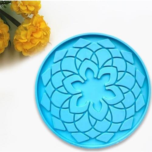 DIY Crafts Mandala Coaster Epoxy Resin Mold Round Cup Mat Mug Pad Silicone Mould