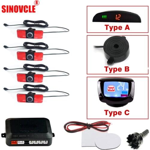SINOVCLE Car Parking Sensor Kit LED/LCD/Buzzer 16mm Reverse Backup Radar Monitor System 12V 6 Colors With Hole Saw