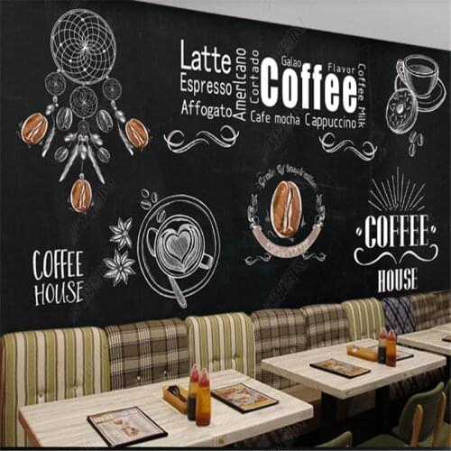 Nordic Blackboard Hand-painted Cafe Wallpapers Industrial Decoration Tooling Background Mural Wall Paper Papel De Parede 3d