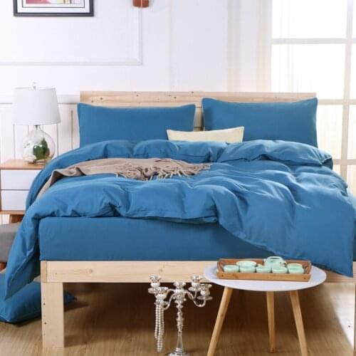 Modern Simple Bedding Sets Solid Blue King Queen Full Twin size Pure Duvet Cover Flat Sheet pillowcase(s) set 3/4PCs