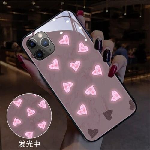 Heart Pattern Glowing Case For iPhone 6 6s 7 8 Plus X XR XS Max 11 12 Pro Max mini Incoming Call Led Flash Lighting TPU Cover