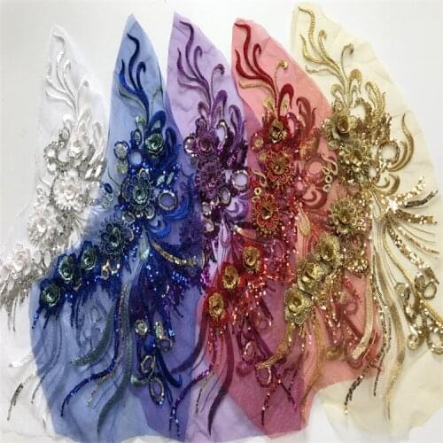 Sequin embroidery cloth three-dimensional flower mesh fabric patch decorative applique flower
