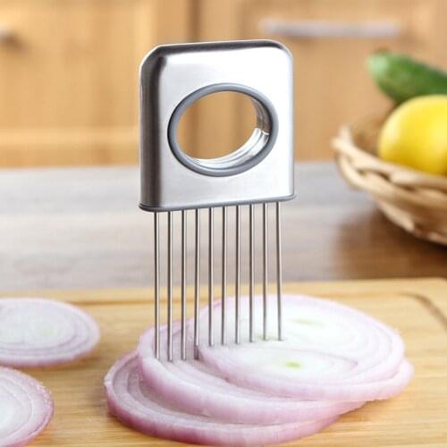 Onion Fork Stainless Steel Onion Cutter Slicer Fruit Vegetable Needle Handheld Knife Shredder Cutting Kitchen Tool Gadgets