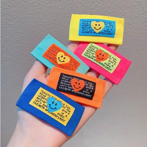 New Girls Cute Colorful Cartoon Heart Smile Face Cloth Patchwork Hairpins Sweet Hair Clips Headband Fashion Hair Accessories