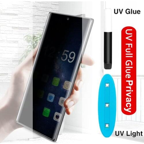 100D Full Liquid Glue UV Privacy Screen Protector For Samsung Galaxy Note 8 9 10 S8 S9 S10 Plus Tempered Glass Anti Spy Peeping