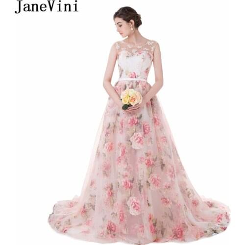 JaneVini Womens Long Elegant Party Dresses for Wedding Floral Print Plus Size Bridesmaid Dress Lace Sequined Gown Robe De Soiree