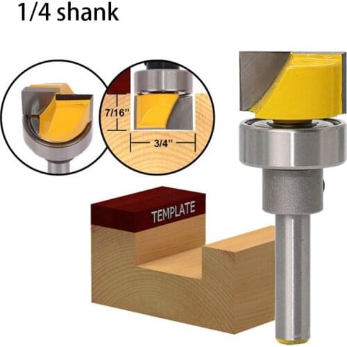 1pc 1/4 Shank Milling Cutter with Bottom Tip with Bearing Square Groove Profile Carving Router Bit Door Wood Panel Cutter Knife