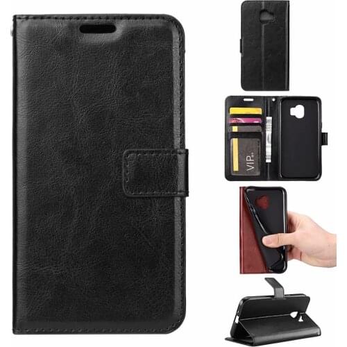 100pcs/lot Crazy Horse Wallet Leather Stand PU+TPU Cover Case with card slot For Samsung Galaxy J6 Plus J6+ J4 Plus J2 Core
