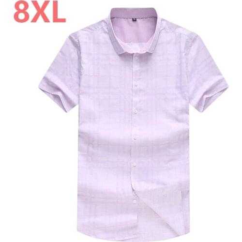 10XL 8XL 7XL 6XL NEW Plus size male short-sleeve shirt The new summer add fertilizer increased mens Short Sleeve Shirt