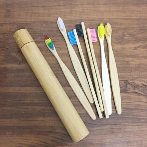 2pcs/set Natural Bamboo Toothbrush Bamboo tube Soft Toothbrush Handle Bamboo Toothbrush Adult Bamboo With Tooth Box Protection