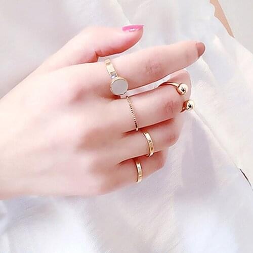 2020 Fashion Rings Set for Women Hiphop Rock Metal Geometry Circular Rings Set Female Opening Index Finger Accessories Girl Gif