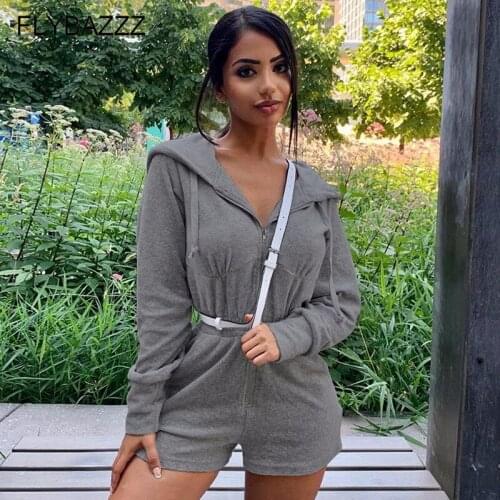 2020Women Autumn Long Sleeve Hoodied Zipper Playsuit Exercise Sets Solid Slim Sportswear Casual Clothing Rompers Womens Jumpsuit
