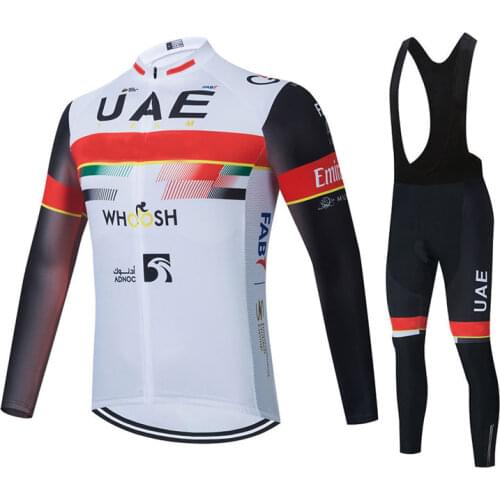 2021 Uae Team Mens Cycling Jersey Long Sleeve Set MTB Bike Clothing Maillot Ropa Ciclismo Hombre Bicycle Wear 19D GEL Bib Pants